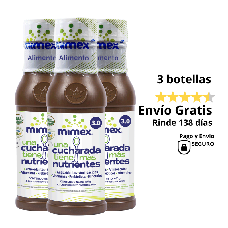 MIMEX | Alimento Natural de Agave | 3 Botellas (138 días)
